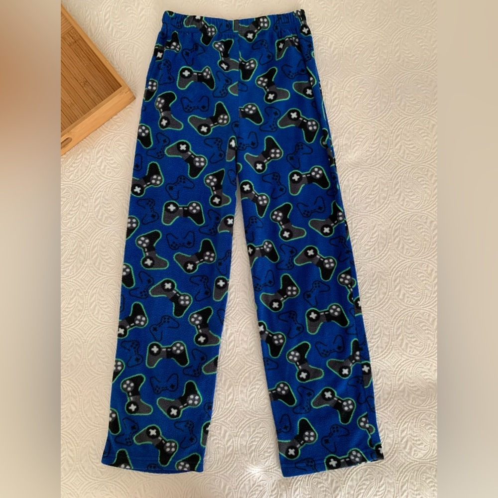 Boys Gaming Controls Fleece Pajama Pants Faded Glory Bottoms Blue Size XL 14-16 - Picture 2 of 9